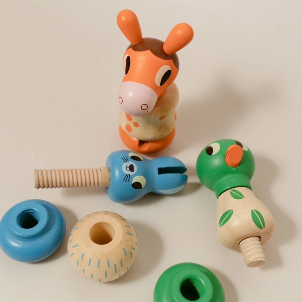 Djeco - Rondanimo Wooden Screw Animals Toys